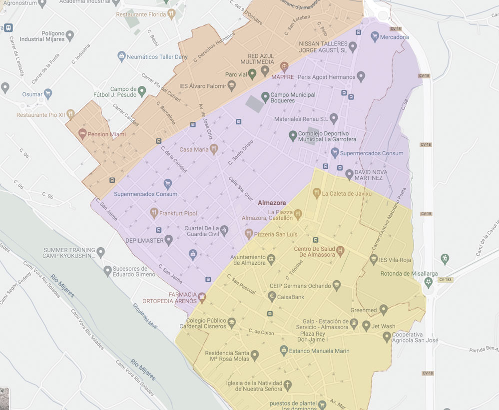 Mapa reparto Almassora